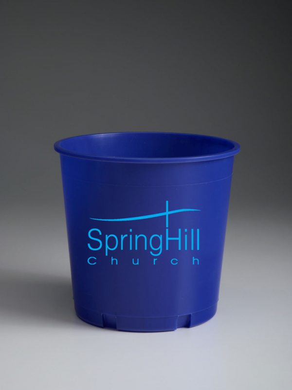 Blue Offering Bucket with Light Blue Printed Logo